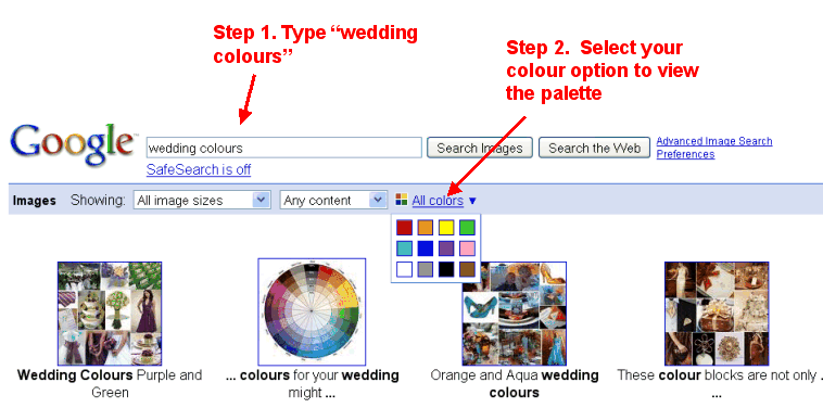 Google Wedding Colours Search